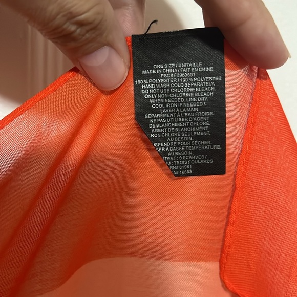 3 Spring Scarves.  Dark Orange/Light Orange.  Peach/Cream.  Yellow Floral. - Picture 5 of 8